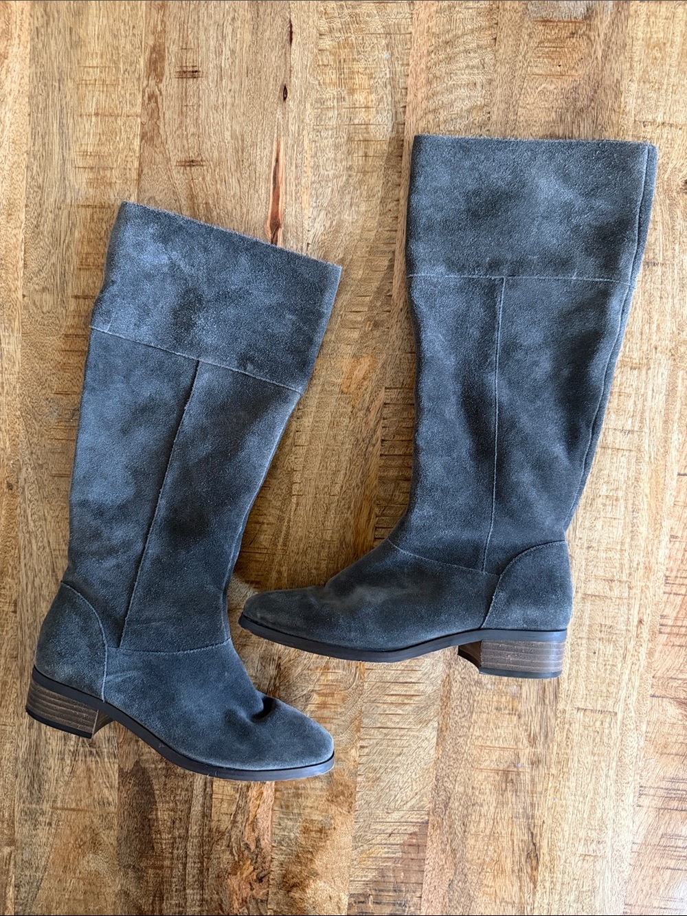 Sole Society Over-the-Knee Suede Boots - Charcoal Gray